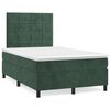 vidaXL Pat box spring cu saltea, verde &icirc;nchis, 120x190 cm, catifea