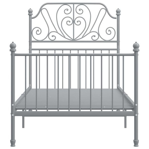vidaXL Cadru de pat, gri, 90x200 cm, metal