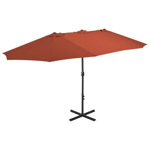 vidaXL Umbrelă de soare exterior st&acirc;lp aluminiu, cărămiziu, 460x270 cm