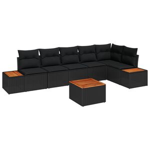 vidaXL Set de canapele pentru grădină cu pernă 6 pcs Negru Poliratan