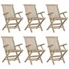 vidaXL Scaune pliabile 6 buc. gri 56x61x89 cm lemn masiv de tec
