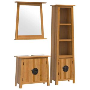 vidaXL Set mobilier de baie, 3 piese, lemn masiv de pin