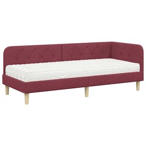 vidaXL Cadru de pat colțar Roșu Vin 80 x 200 cm țesătură