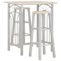 vidaXL Set mobilier de bar, 3 piese, lemn și oțel