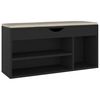vidaXL Banchetă pantofar cu pernă, negru, 104x30x49 cm, lemn prelucrat