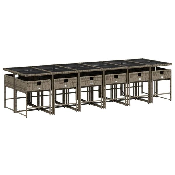 vidaXL Set mobilier de grădină cu perne, 13 piese, gri, poliratan