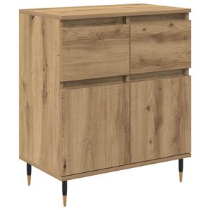 vidaXL Bufet Stejar Artizanal 60 x 35 x 70 cm Lemn Ingineresc și Fier