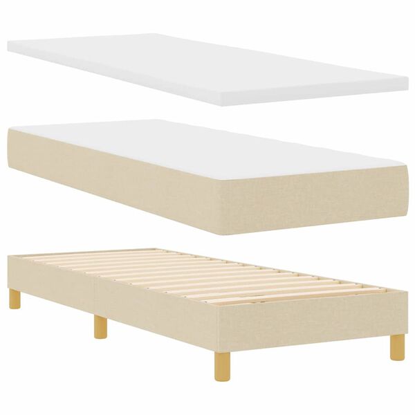 vidaXL Pat cu arcuri cu saltea cu headboard Crem 80 x 200 cm țesătură