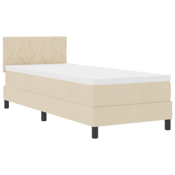 vidaXL Pat cu arcuri cu saltea cu headboard Crem 80 x 200 cm țesătură