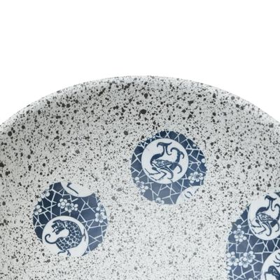 vidaXL Lavoar de blat, gri și albastru, 47x33x13 cm, ceramică, oval