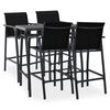 vidaXL Set mobilier de bar pentru grădină, 5 piese, negru