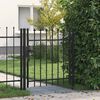 vidaXL Poartă de gard BOXTEL cu ușă simplă și v&acirc;rf cu țepi, oțel, 1x1 m, negru