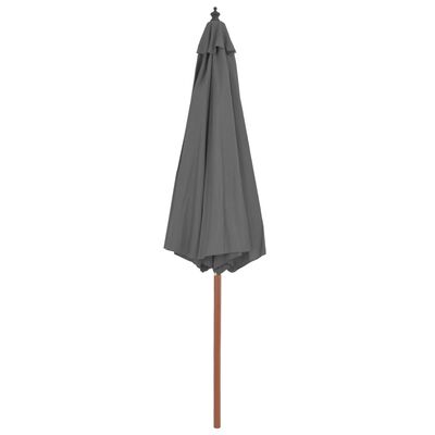vidaXL Umbrelă de soare de exterior, stâlp din lemn, 300 cm, antracit