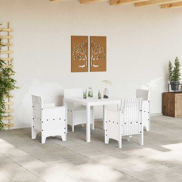 vidaXL Masă de grădină pentru dining Alb 100 x 100 x 73 cm poliratan