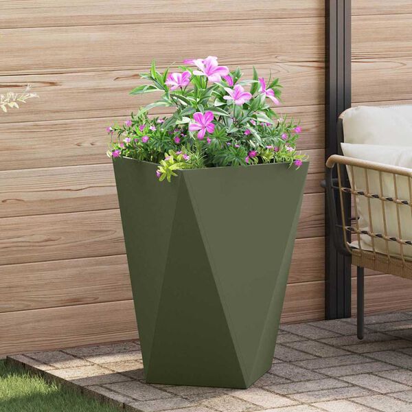 vidaXL Jardinieră 2 pcs Verde măsliniu 50 x 50 x 75 cm Oțel