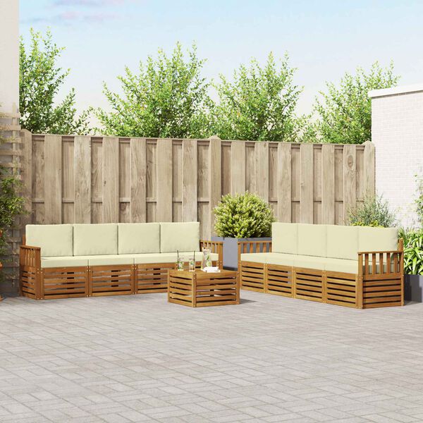 vidaXL Seturi de canapele 9 pcs Natural și Crem Lemn Solid de Acacia