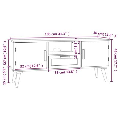 vidaXL Comodă TV cu uși, 105x30x45 cm, lemn prelucrat