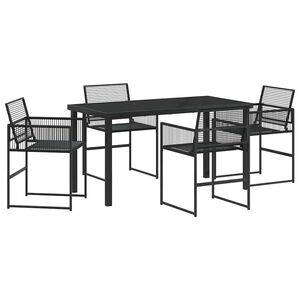 vidaXL Set de masă pentru grădină 5 pcs Negru poliratan
