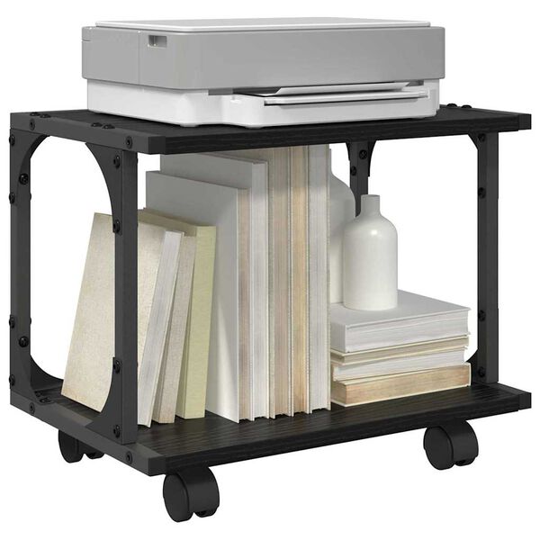 vidaXL Suport pentru imprimantă Stejar Negru 41 x 28 x 33.5 cm