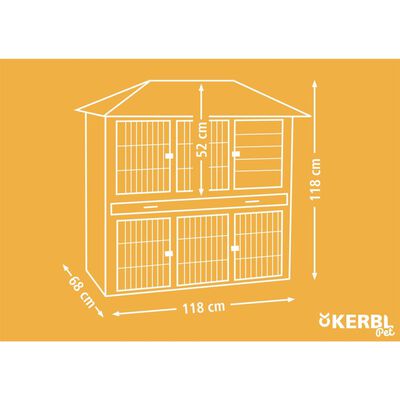 Kerbl Țarc rozătoare "Vila" 118x68x118 cm, lemn glazurat