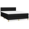 vidaXL Pat box spring cu saltea, negru, 140x190 cm, textil