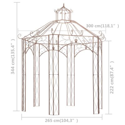 vidaXL Pavilion de grădină, maro antichizat, 3 m, fier