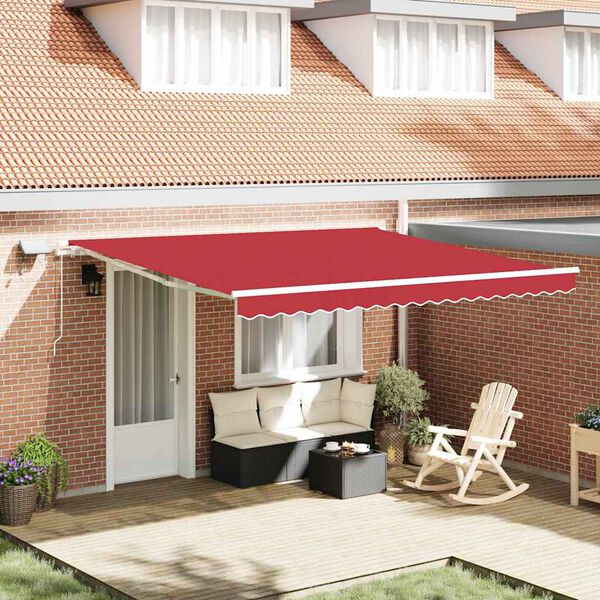 vidaXL Cortina Retractabilă Roșu 400 &times; 300 cm Material textil și oțel