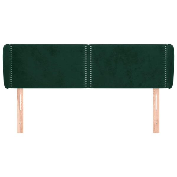 vidaXL Tăblie de pat cu aripioare verde &icirc;nchis 147x23x78/88 cm catifea