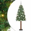 vidaXL Brad de Crăciun subțire Verde 210 cm PVC și lemn de PIN masiv