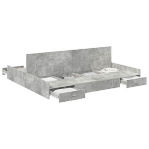 vidaXL Cadru de pat cu depozitare cu sertar Gri din beton 200 x 200 cm