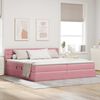 vidaXL Pat cu storage cu saltea cu headboard Roz 200 x 200 cm Catifea