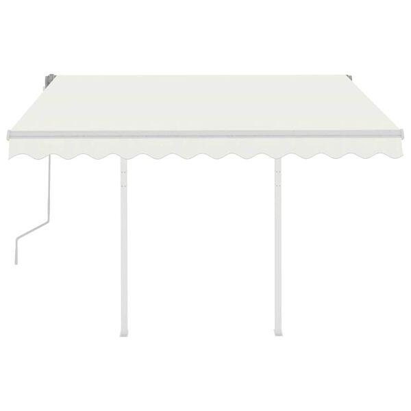 vidaXL Copertină retractabilă manual cu stâlpi, crem, 3x2,5 m