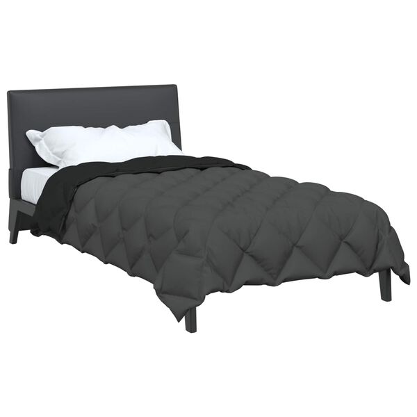 vidaXL Duvet de iarnă Negru și antracit 155 x 220 cm Microfibră
