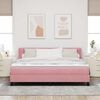 vidaXL Pat cu arcuri cu saltea cu headboard Roz 200 x 180 cm Catifea