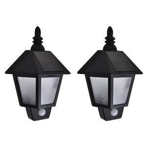 vidaXL Lămpi solare de perete cu senzor de mișcare, 2 buc., negru