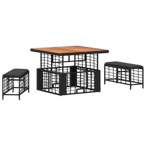 vidaXL Set de masă pentru grădină cu pernă 3 pcs Negru și Gri