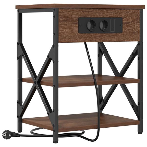 vidaXL Dulap de noapte Stejar &icirc;nchis 41 x 31 x 51 cm Lemn compozit