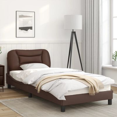vidaXL Cadru de pat cu lumini LED, maro, 80x200 cm, piele ecologică