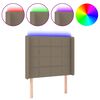 vidaXL Tăblie de pat cu LED, gri taupe, 103x16x118/128 cm, textil