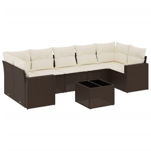 vidaXL Set canapele de grădină cu perne, 8 piese, maro, poliratan