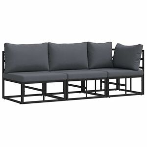 vidaXL 3 buc. Mobilier pentru Exterior Metal Negru și antracit