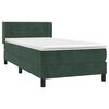 vidaXL Pat box spring cu saltea, verde &icirc;nchis, 90x200 cm, catifea