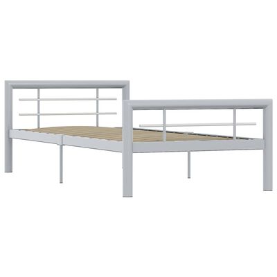 vidaXL Cadru de pat, gri și alb, 90 x 200 cm, metal