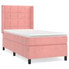 vidaXL Pat box spring cu saltea, roz, 90x190 cm, catifea