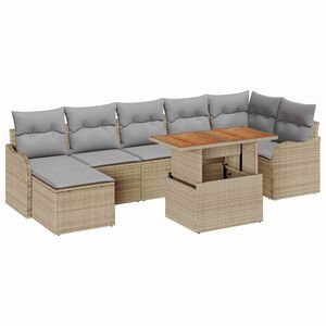 vidaXL Set de canapele pentru grădină 8 buc. Bej Rattan poli