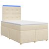 vidaXL Pat boxspring cu saltea cu benzi LED Crem 120 x 190 cm Țesătură