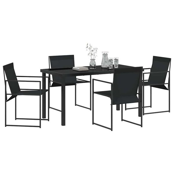 vidaXL Set de masă pentru grădină 5 pcs Negru