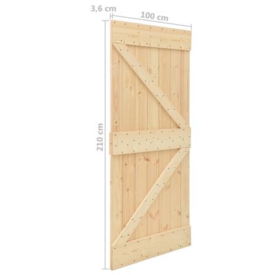 vidaXL Ușă glisantă cu set feronerie 100x210 cm, lemn masiv de pin