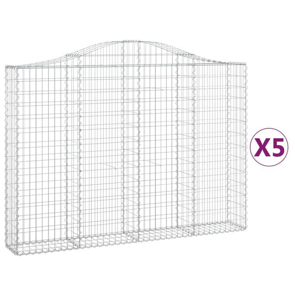 vidaXL Coșuri gabion arcuite 5 buc, 200x30x140/160cm, fier galvanizat