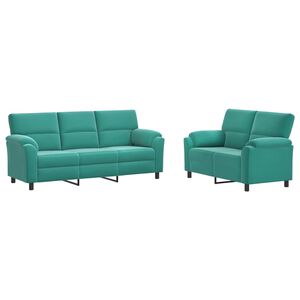 vidaXL Set de canapea 2 pcs Turcoaz Catifea